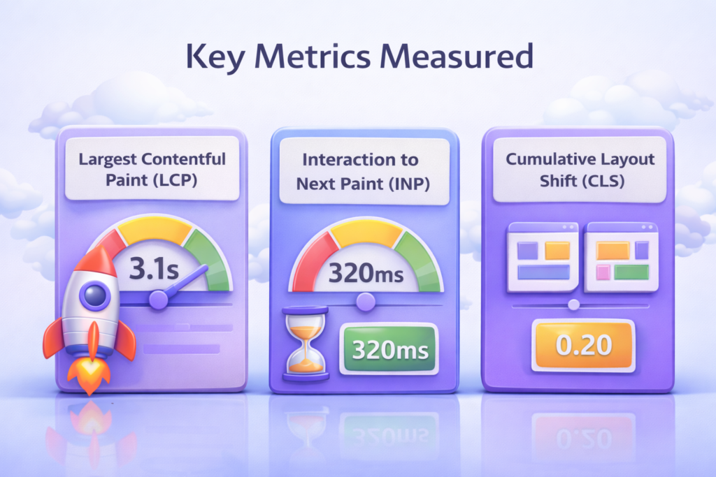 PageSpeed Checker Core Web Vitals metrics LCP INP and CLS